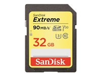 SanDisk Extreme - Carte mémoire flash - 32 Go - Video Class V30 / UHS Class 3 / Class10 - SDHC UHS-I SDSDXVE-032G-GNCI2