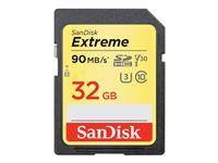 SanDisk Extreme - Carte mémoire flash - 32 Go - Video Class V30 / UHS Class 3 / Class10 - SDHC UHS-I SDSDXVE-032G-GNCIN