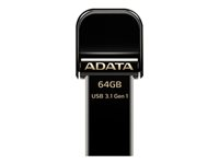 ADATA i-Memory AI920 - Clé USB - 64 Go - USB 3.1 / Lightning - noir de jais AAI920-64G-CBK