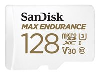 SanDisk Max Endurance - Carte mémoire flash (adaptateur microSDXC vers SD inclus(e)) - 128 Go - Video Class V30 / UHS-I U3 / Class10 - microSDXC UHS-I SDSQQVR-128G-GN6IA