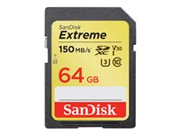 SanDisk Extreme - Carte mémoire flash - 64 Go - Video Class V30 / UHS-I U3 / Class10 - SDXC UHS-I SDSDXV6-064G-GNCIN