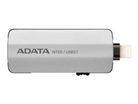 ADATA i-Memory AI720 - Clé USB - 32 Go - USB 3.1 / Lightning - gris - pour Apple 10.5-inch iPad Pro; 12.9-inch iPad Pro; 9.7-inch iPad (5th generation); 9.7-inch iPad Pro; iPad Air; iPad Air 2; iPad mini 2; 3; 4; iPhone 6s, 6s Plus, 7, 7 Plus, 8, 8 Plus, X AAI720-32G-CGY