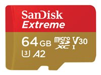 SanDisk Extreme - Carte mémoire flash - 64 Go - A2 / Video Class V30 / UHS-I U3 / Class10 - microSDXC UHS-I SDSQXA2-064G-GN6GN