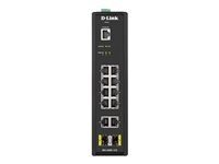 D-Link DIS 200G-12S - Commutateur - Géré - 10 x 10/100/1000 + 2 x SFP - Montage sur rail DIN, fixation murale - CA 120/230 V / CC 46 - 54 V DIS-200G-12S