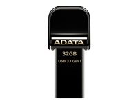 ADATA i-Memory AI920 - Clé USB - 32 Go - USB 3.1 / Lightning - noir de jais AAI920-32G-CBK