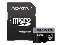 ADATA Premier Pro - Carte mémoire flash (adaptateur SD inclus(e)) - 64 Go - Video Class V30 / UHS-I U3 / Class10 - SDXC UHS-I AUSDX64GUI3V30SA1-RA1