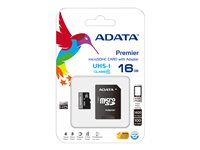 ADATA Premier UHS-I - Carte mémoire flash (adaptateur microSDHC - SD inclus(e)) - 16 Go - UHS Class 1 / Class10 - microSDHC UHS-I AUSDH16GUICL10-RA1