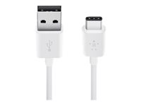 Belkin MIXIT 2.0 USB-A to USB-C Charge Cable - Câble USB - USB (M) pour USB-C (M) - Thunderbolt 3 / USB 2.0 - 3 A - 3.05 m - blanc F2CU032BT10-WHT