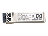 HPE B-Series - Module transmetteur SFP+ - Fibre Channel 8 Go (SW) - Canal à fibre optique - pour Brocade 16Gb/12, 16Gb/24; HPE 8/24, 8/8; StoreFabric SN4000, SN6500, SN8600B 4-slot AJ716B