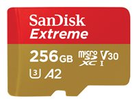 SanDisk Extreme - Carte mémoire flash (adaptateur microSDXC vers SD inclus(e)) - 256 Go - A2 / Video Class V30 / UHS-I U3 / Class10 - microSDXC UHS-I SDSQXA1-256G-GN6MA